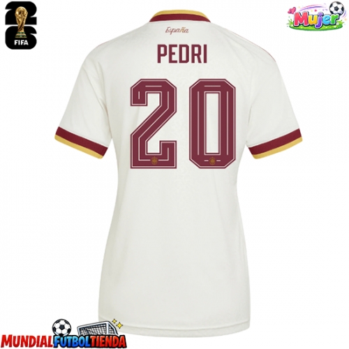 Camiseta España Pedri Gonzalez #20 Segunda Equipación Replica Mundial 2026 para mujer mangas cortas